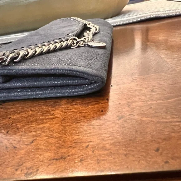Stella McCartney Falabella Continental Wallet Clutch Navy Chain Trim Vegan - Picture 7 of 12